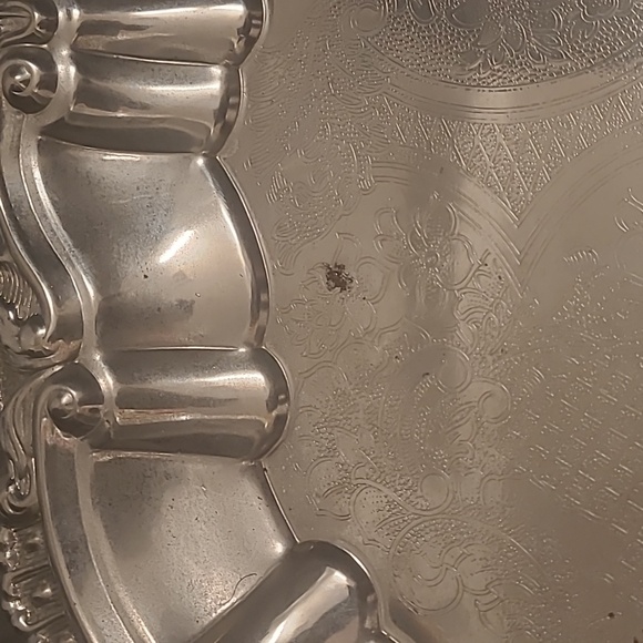 SILVER PLATED FOOTED INTERNTIONAL SILVER COMPANY LARGE OVAL SERVING TRAY - Picture 6 of 9